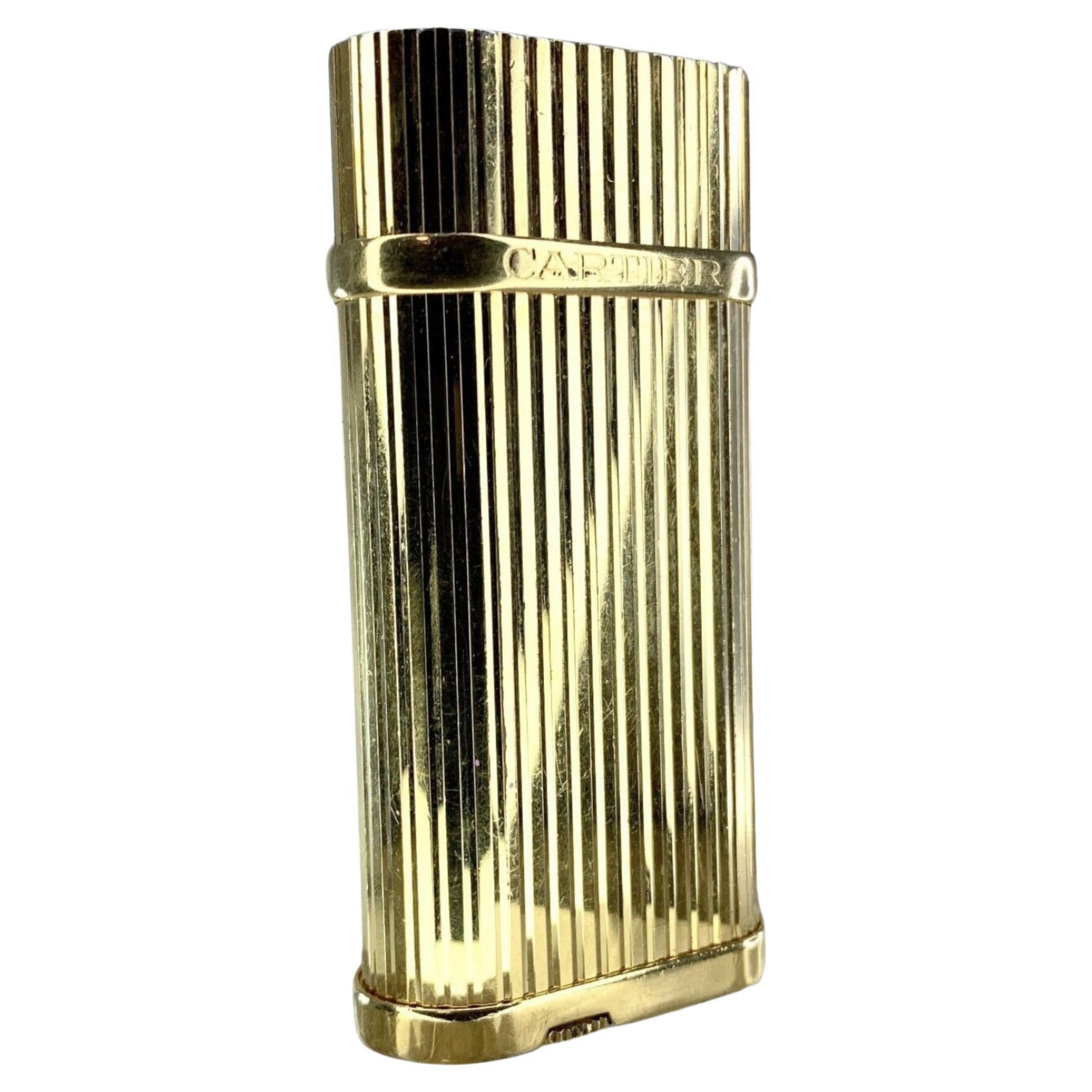 Vintage & Rare Cartier Lighter 18k Gold Plate Godron Model, circa 2000
