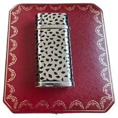 Vintage & Rare Cartier Lighter Black Enamel “Panthere“ Spots Palladium Finish