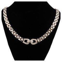 Vintage & Rare Cartier Panthere Maillon Etrier Becklace, 18K White Gold.