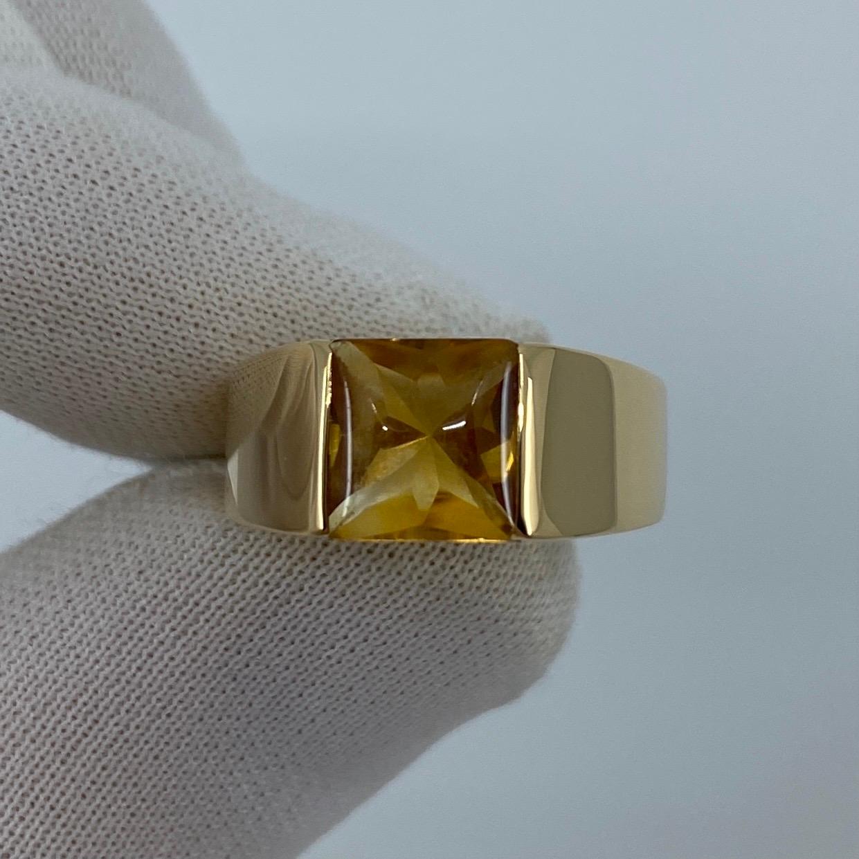 Vintage Rare Cartier Vivid Yellow Citrine 18 Karat Yellow Gold Tank Band Ring In Excellent Condition In Birmingham, GB
