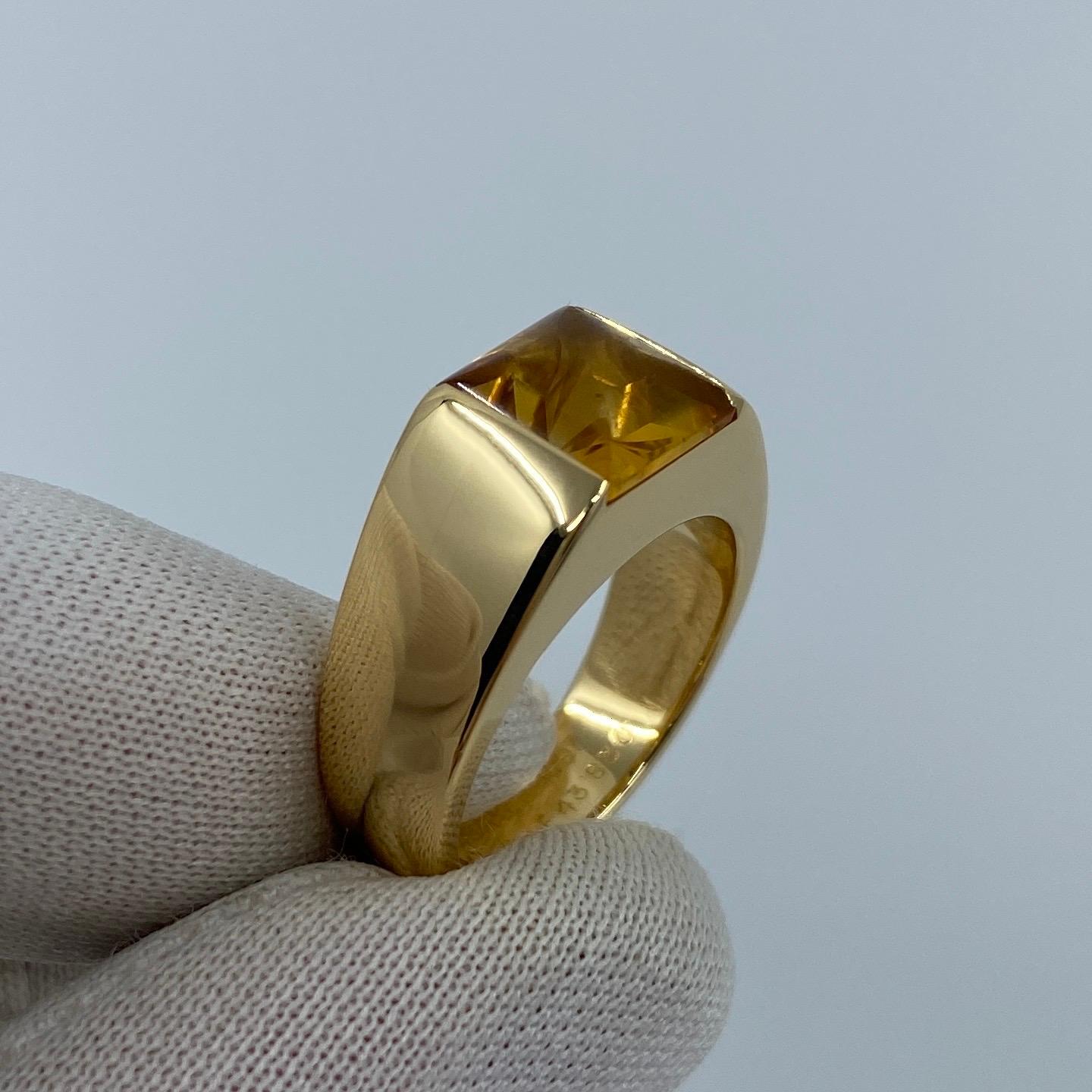 Women's or Men's Vintage Rare Cartier Vivid Yellow Citrine 18 Karat Yellow Gold Tank Band Ring