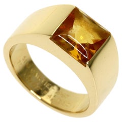 Vintage Rare Cartier Vivid Yellow Citrine 18 Karat Yellow Gold Tank Band Ring