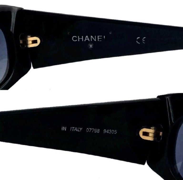 Vintage RARE CHANEL Logo Metal Top Rim Sunglasses at 1stDibs