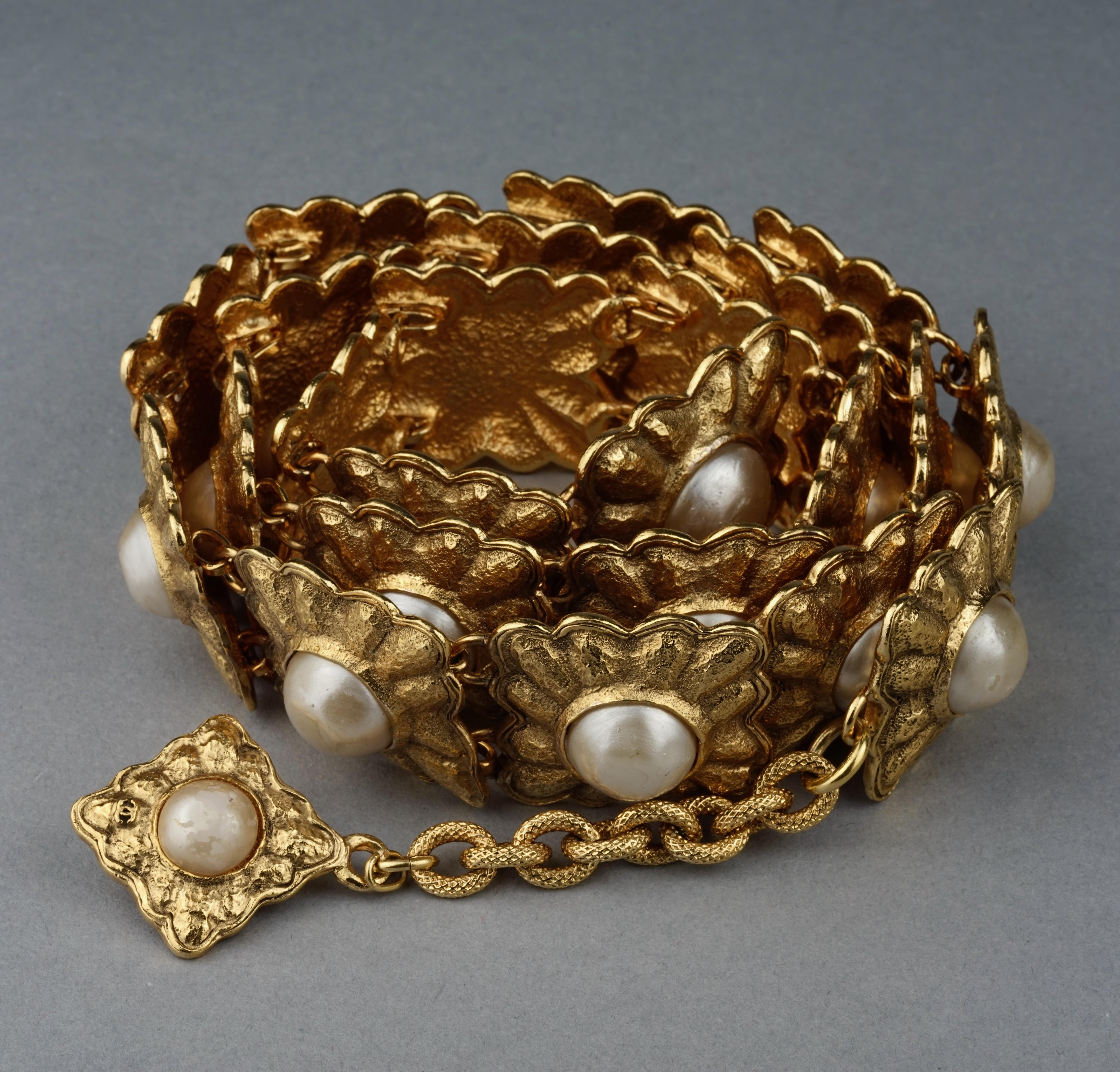 Vintage RARE Chanel Pearl Byzantine Belt 3