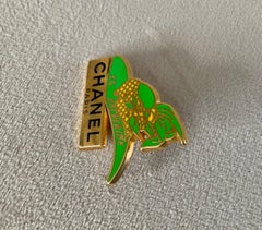Vintage Chanel Sainte Catherine Brooch, Gold & Green Enamel, 1980