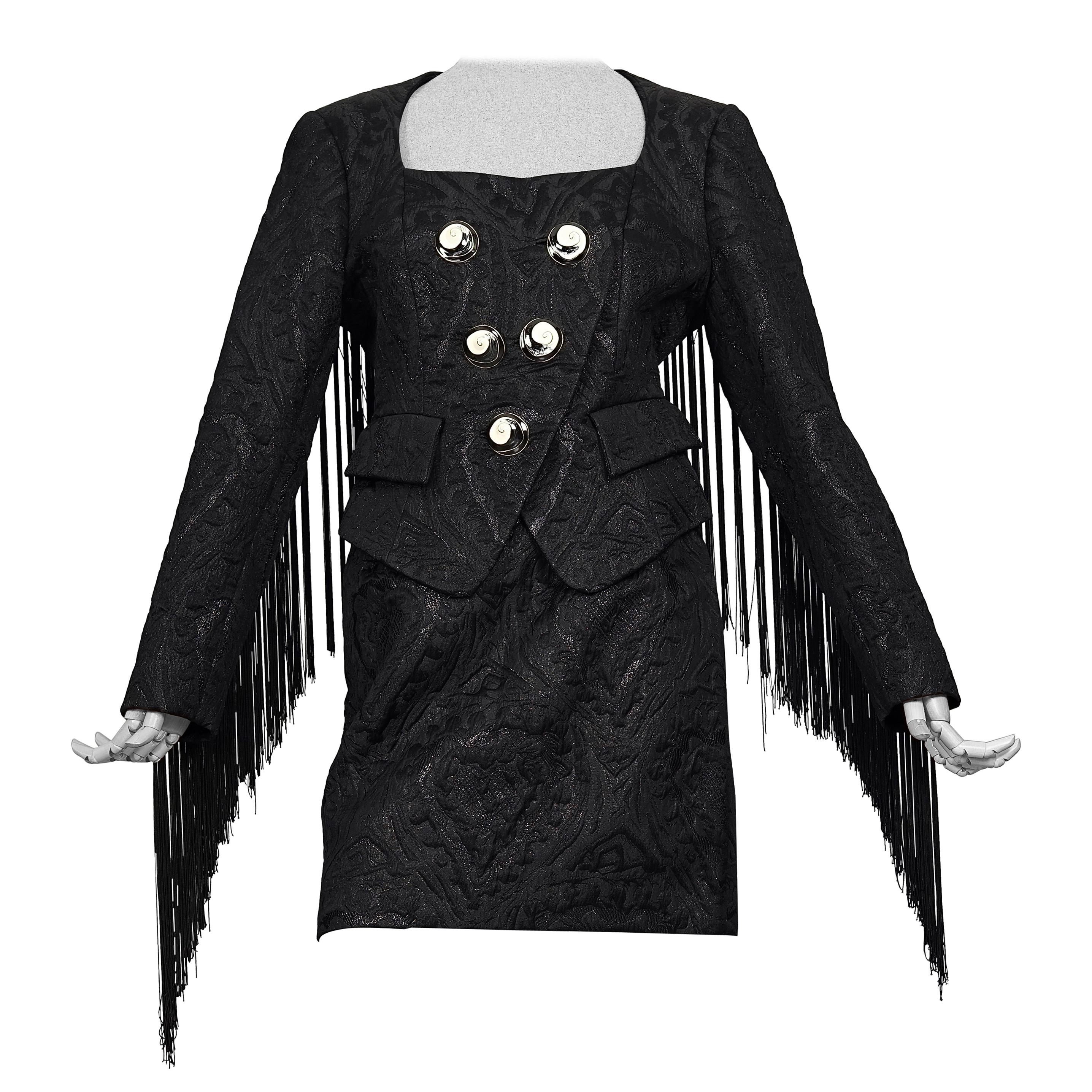 Vintage Rare CHRISTIAN LACROIX Matador Fringe Macrame Damask Metallic Jacket Ski