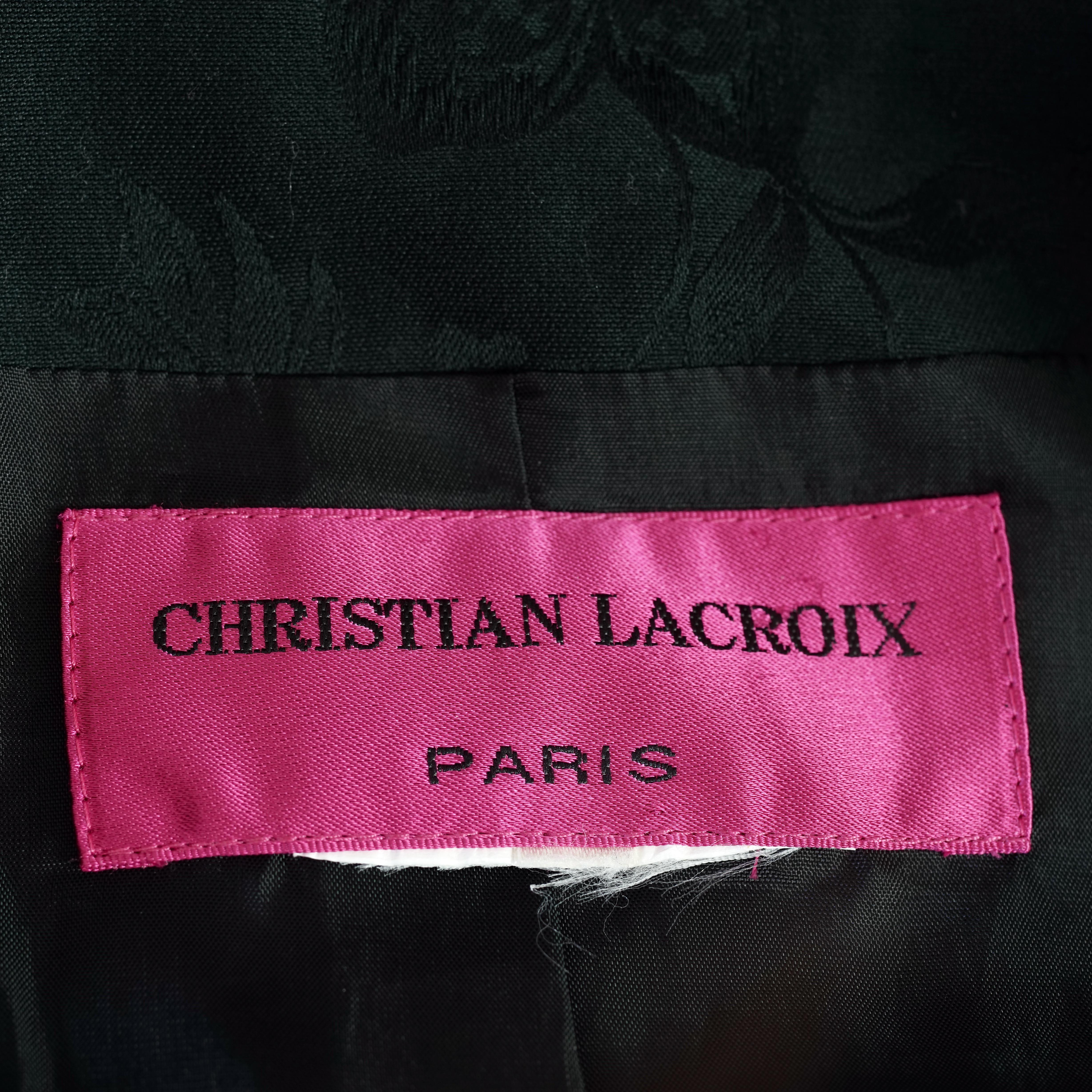 Vintage Rare CHRISTIAN LACROIX Sculptured Metal Buttons Jacquard Blazer Jacket For Sale 4