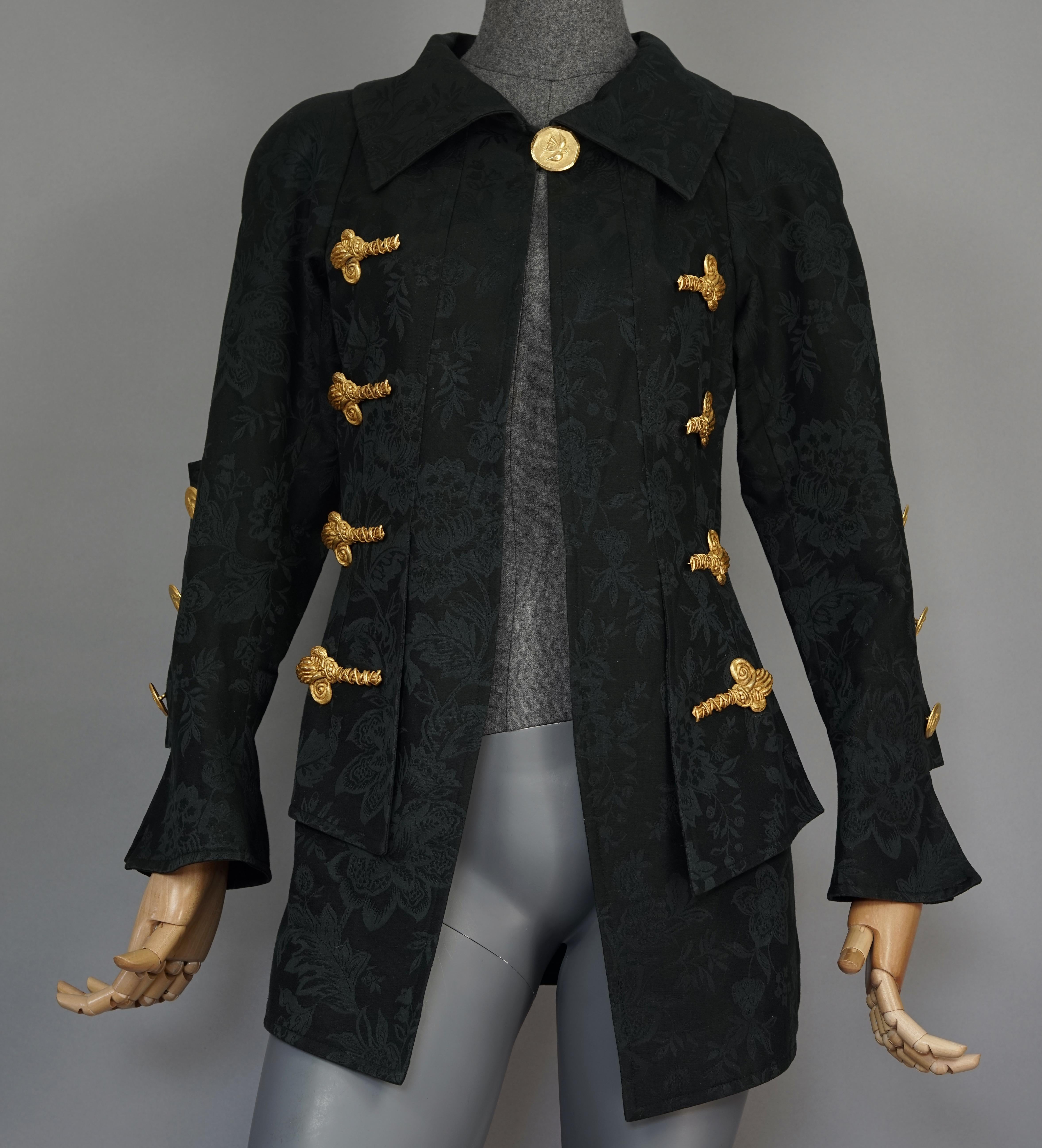 Vintage Rare CHRISTIAN LACROIX Sculptured Gold Metal Buttons Jacquard Blazer Jacket

Measurements taken laid flat, please double bust and waist:
Shoulder: 14.96 inches (38 cm)
Sleeves: 25.19 inches (64 cm)
Bust: 16.53 inches (42 cm)
Waist: 13.78