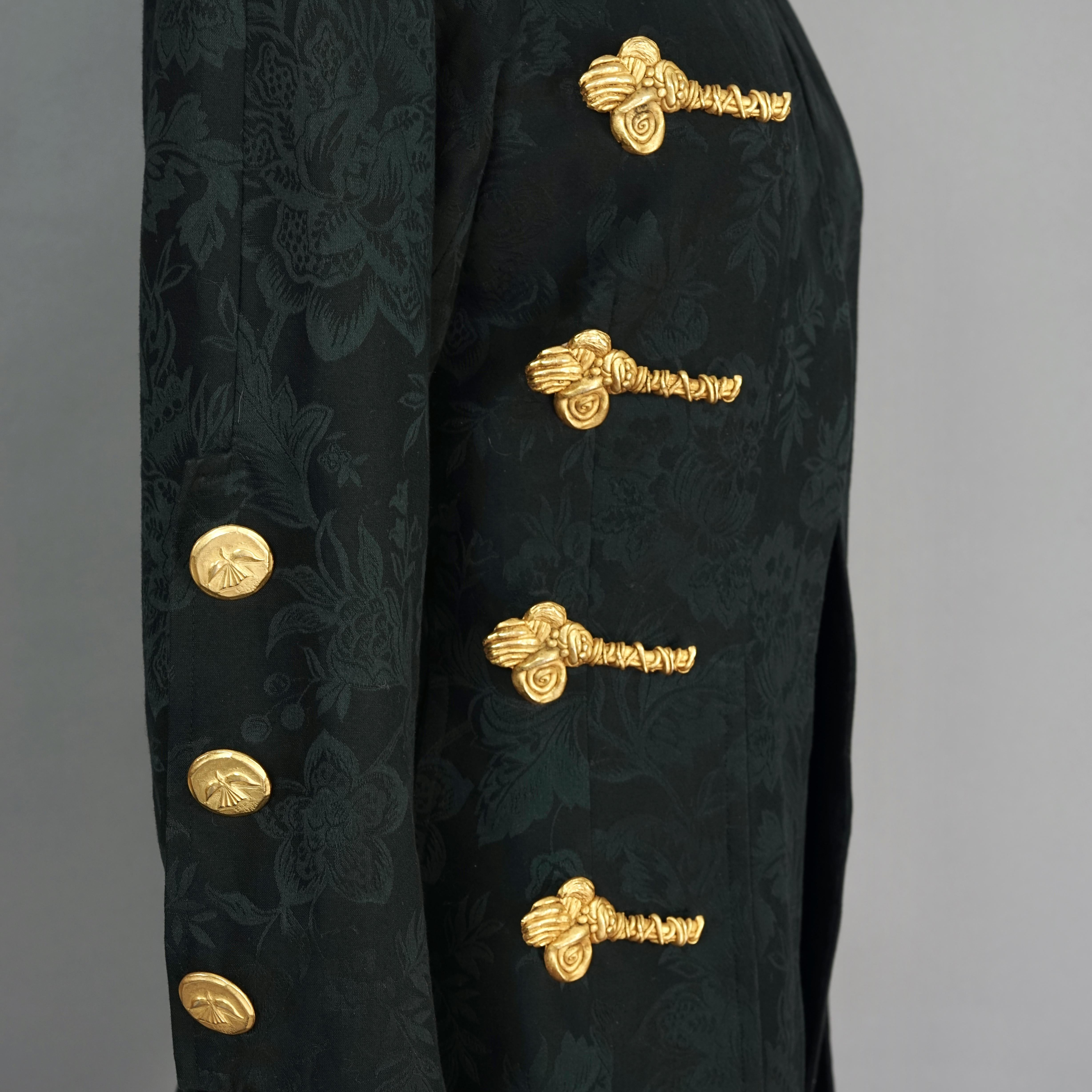 Black Vintage Rare CHRISTIAN LACROIX Sculptured Metal Buttons Jacquard Blazer Jacket For Sale