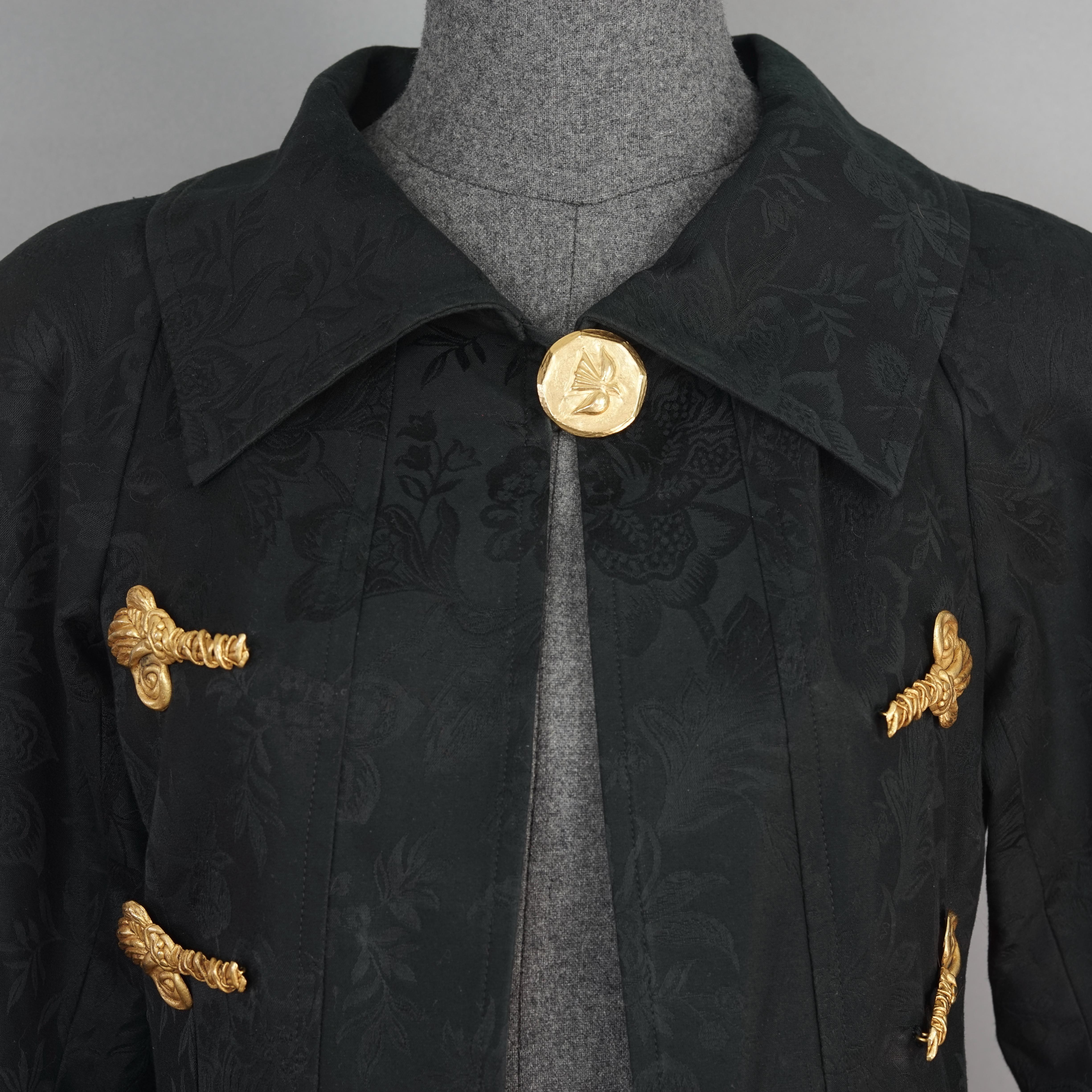 Vintage Rare CHRISTIAN LACROIX Sculptured Metal Buttons Jacquard Blazer Jacket For Sale 1