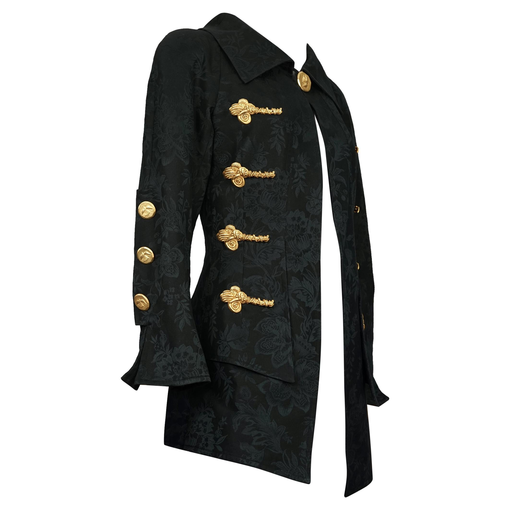 Vintage Rare CHRISTIAN LACROIX Sculptured Metal Buttons Jacquard Blazer Jacket For Sale
