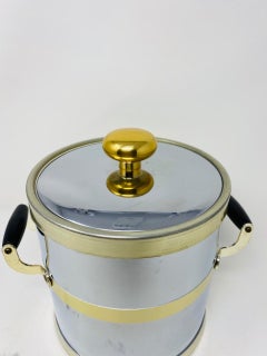 Vintage Rare Chrome and Gold Hollywood Regency Ice Bucket