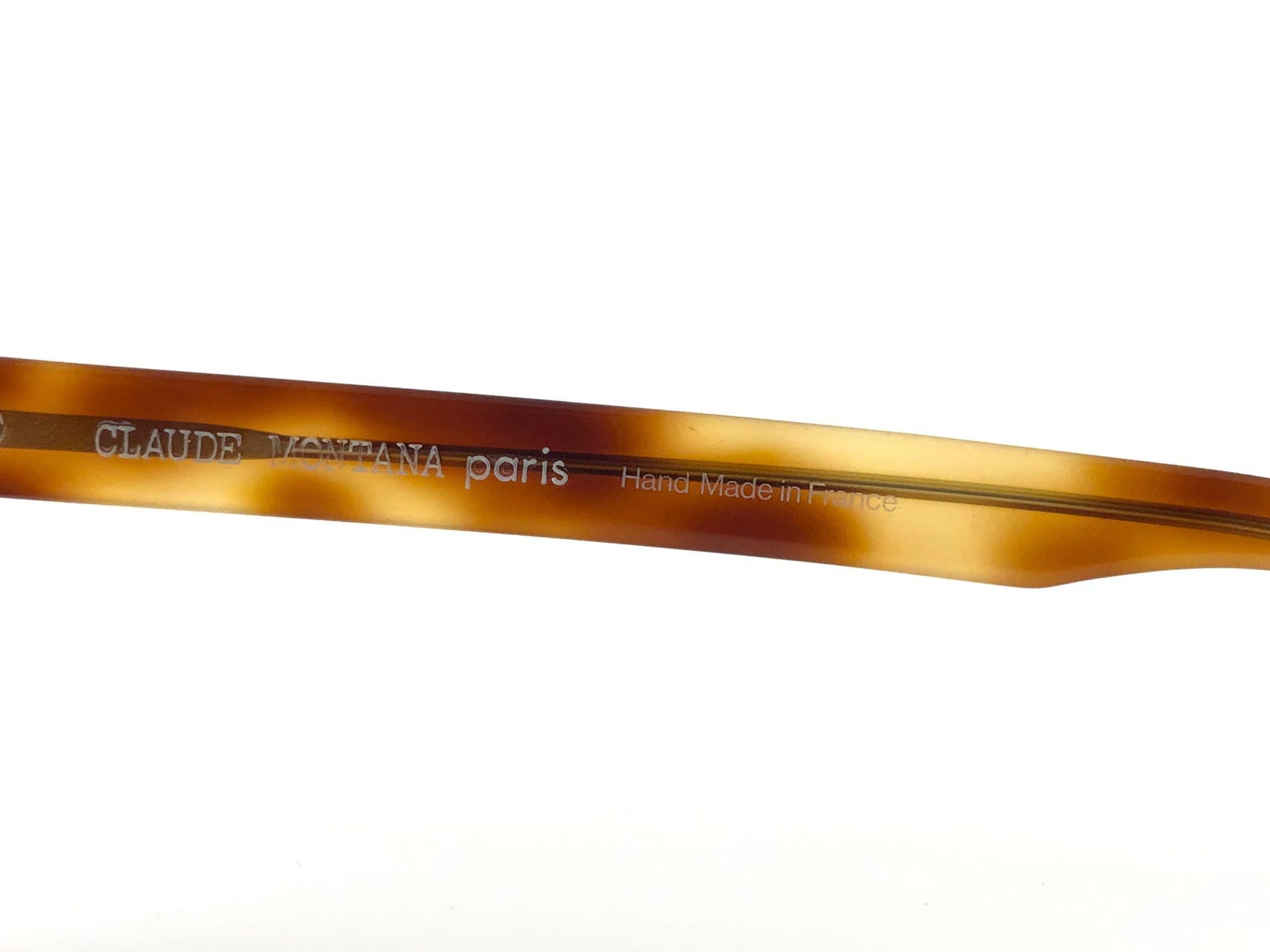 Lunettes de soleil vintage rares Claude Montana 555053 couleur écailles de fumée et strass, 1989 en vente 4