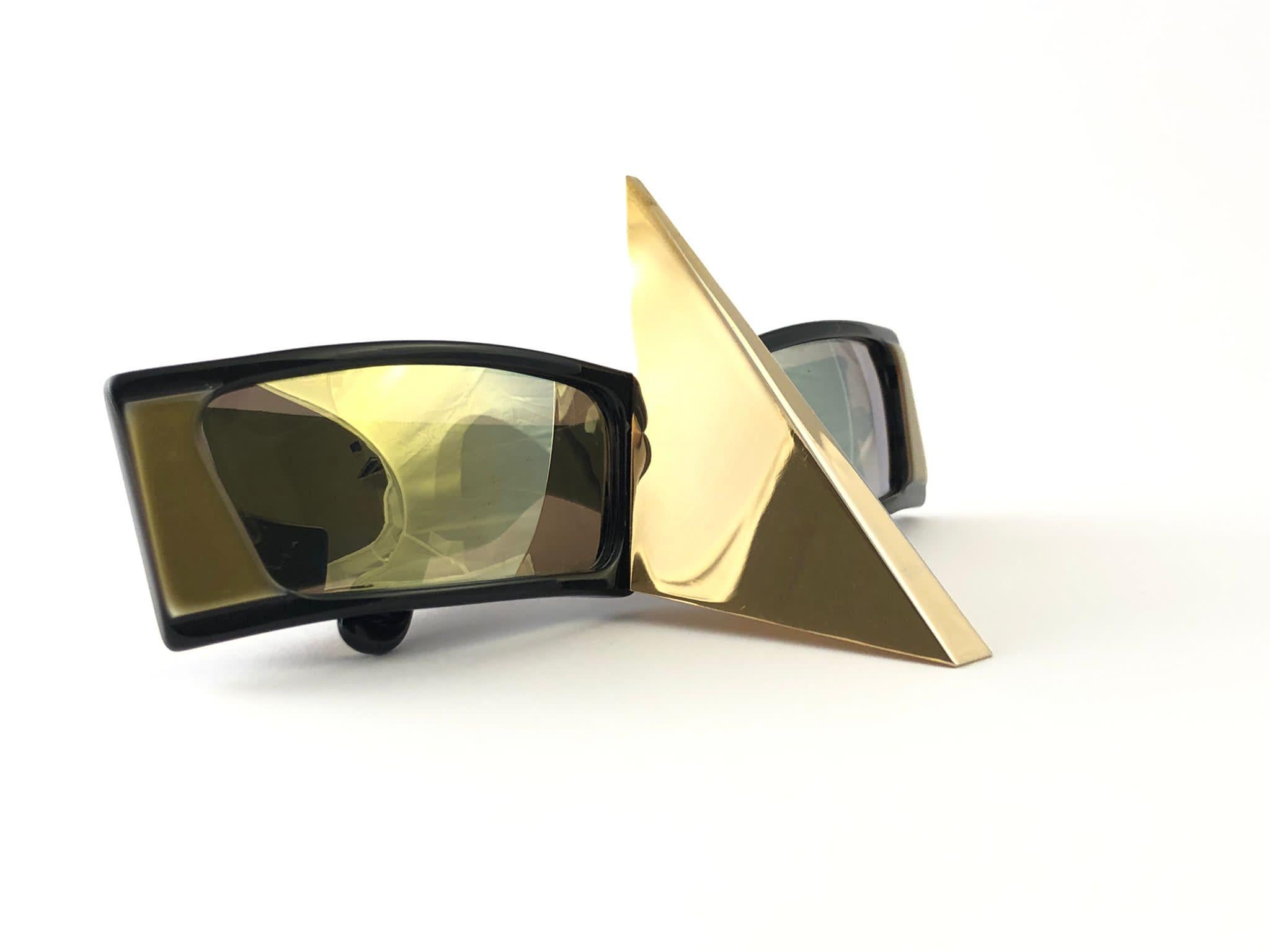 Vintage Rare Collector Alain Mikli AM 87 Nose Guard Avantgarde Sunglasses 1988 In New Condition For Sale In Baleares, Baleares