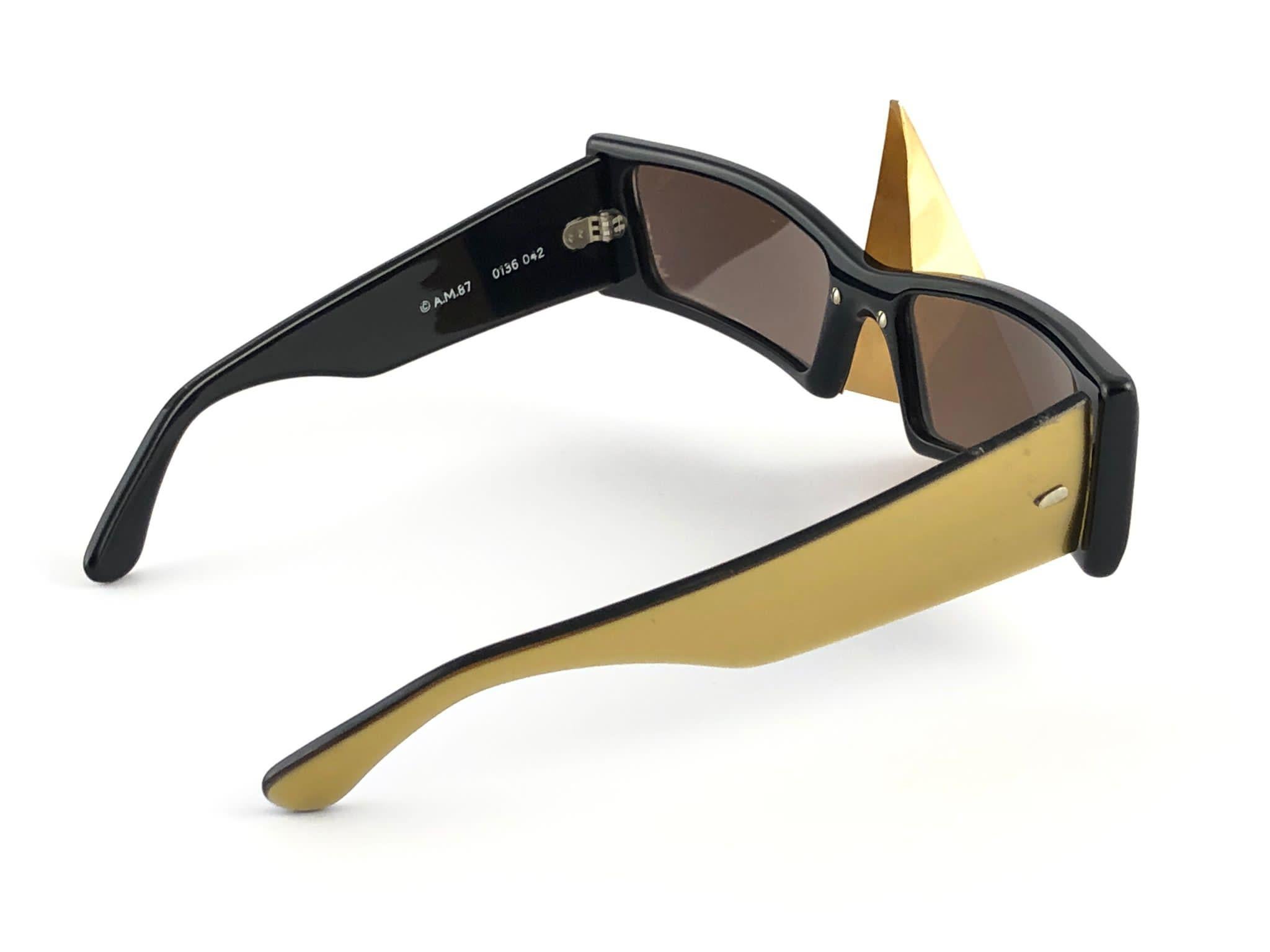 Vintage Rare Collector Alain Mikli AM 87 Nose Guard Avantgarde Sunglasses 1988 For Sale 2