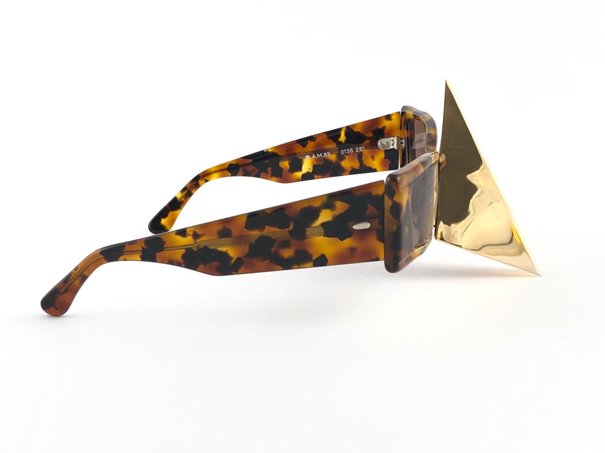 Vintage Rare Collector Alain Mikli AM 89 Nose Guard Avantgarde Sunglasses 1988 In New Condition For Sale In Baleares, Baleares