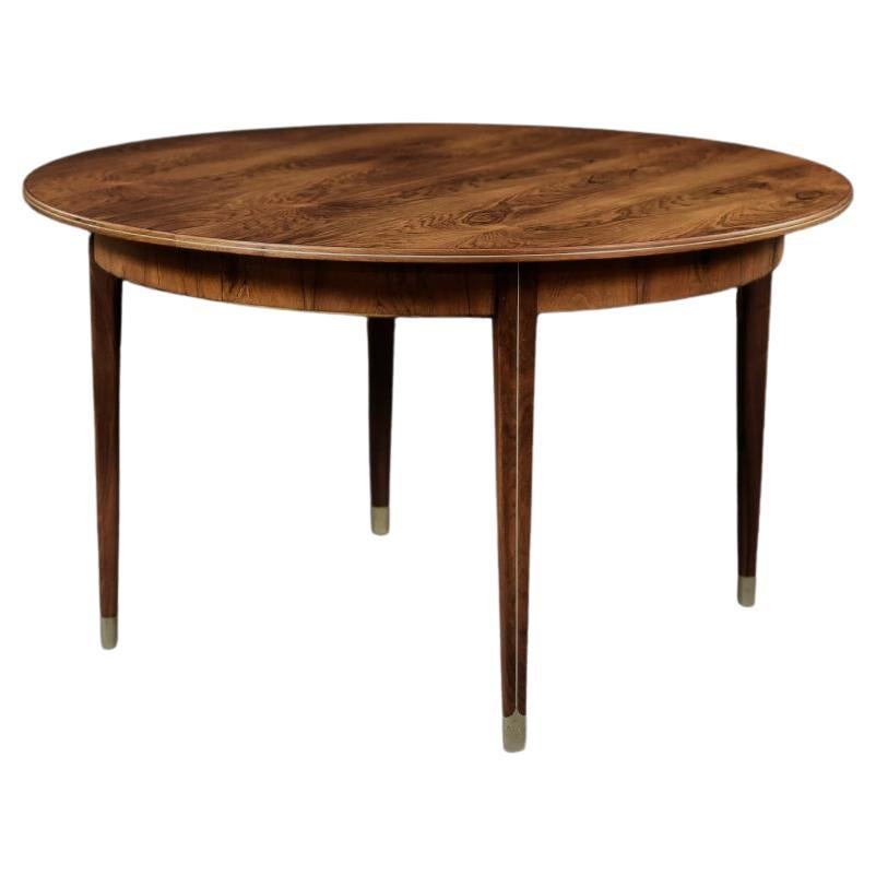 Vintage Rare Danish Round Rosewood Folding Dining Table by Agner Christoffersen