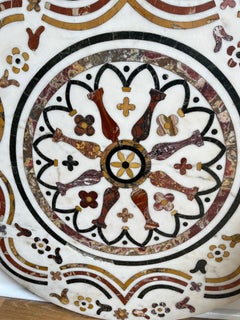 Vintage Rare Decorative White Marble Semi Precious Stone Inlay Marble Top