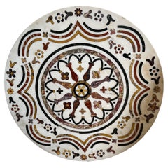 Antique Rare Decorative White Marble Semi Precious Stone Inlay Marble Top