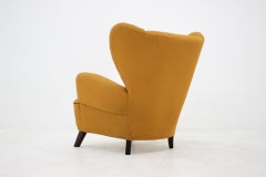Vintage Rare Design Yellow Big Wing Chair, 1950s