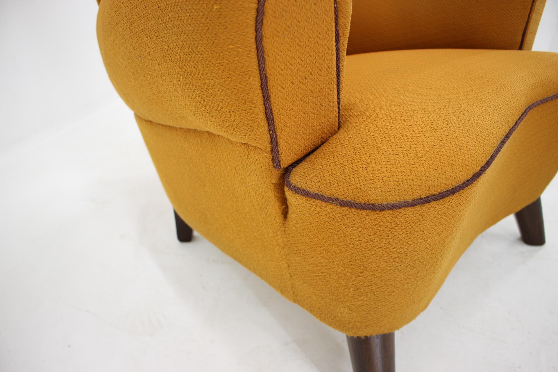Mid-20th Century Vintage Rare Design Yellow Big Wing Chair, 1950s