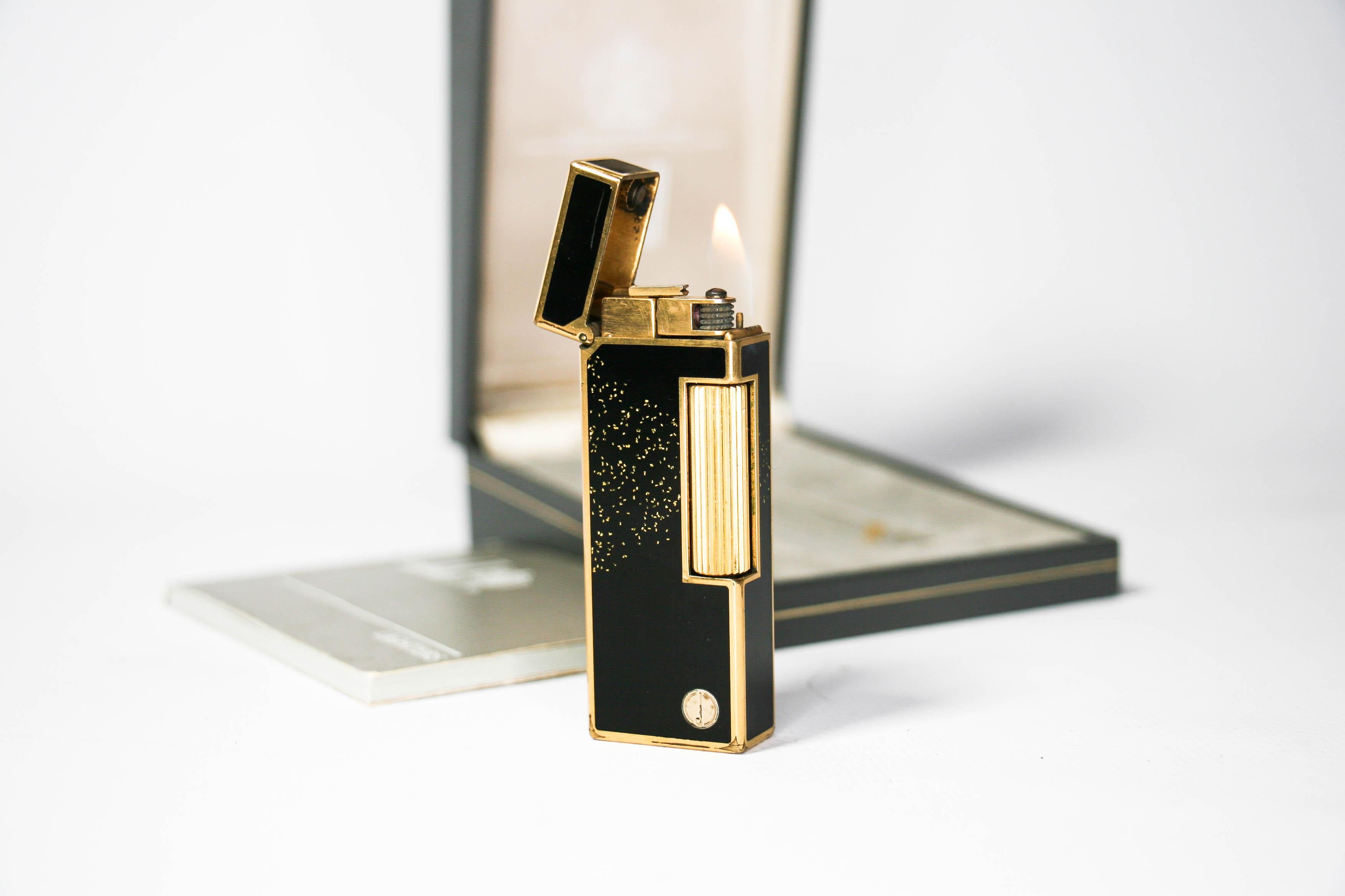 Vintage Rare Dunhill Rollagas lighter Gold Dust In Box 1980s In Excellent Condition For Sale In DELFT, NL