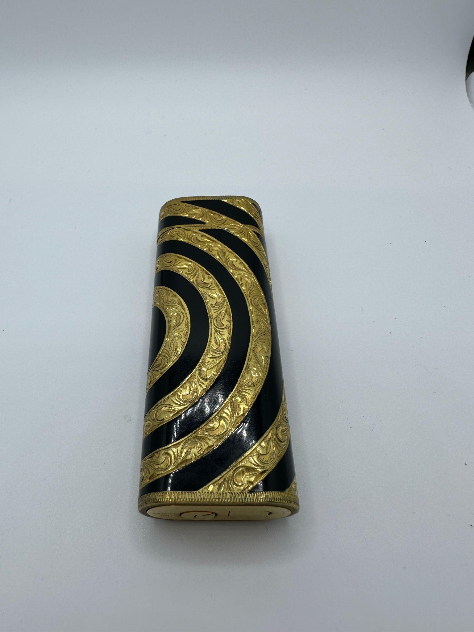 Vintage Rare Exclusive Cartier Gold Black Enamel Retro RoyKing Rollagas Lighter 1