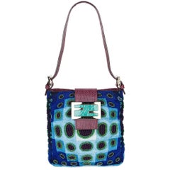 Vintage Rare Fendi Victor Vasarely Lizard Trim Mini Bag, 1990s