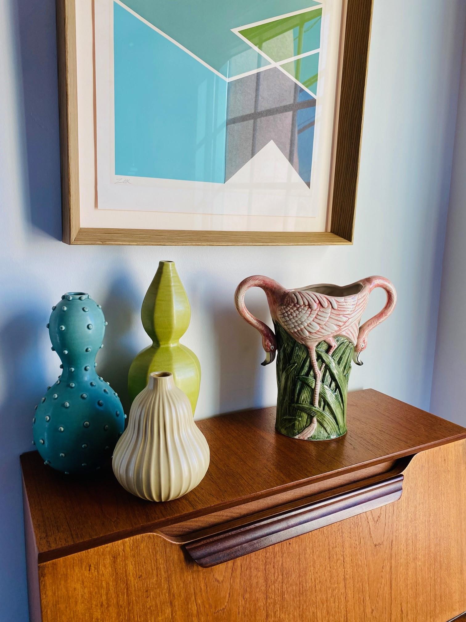 Late 20th Century Vintage Rare Fitz and Floyd Flamingo Vase