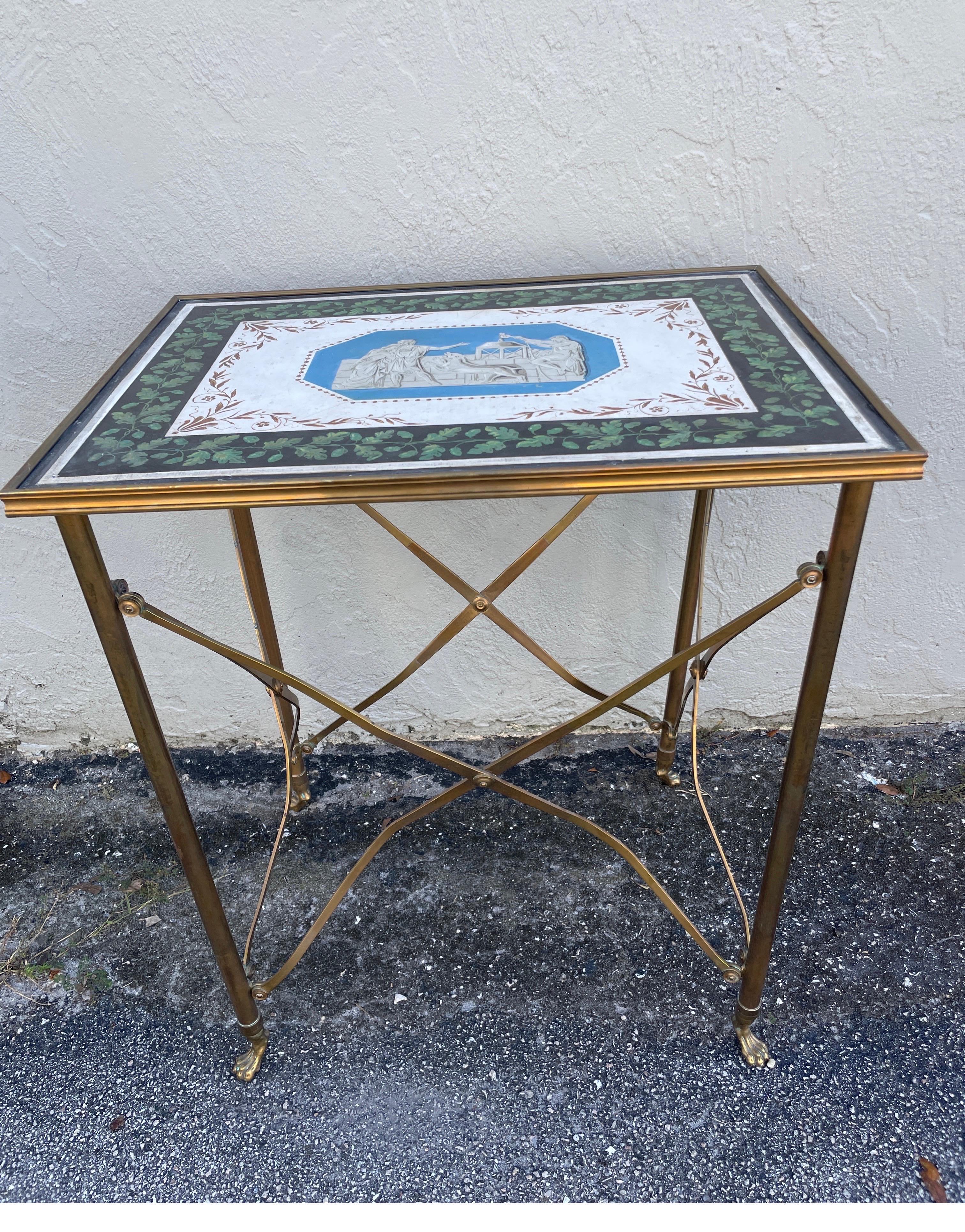 Vintage Rare French Neoclassical Campaign Table by Maison Jansen In Good Condition For Sale In West Palm Beach, FL