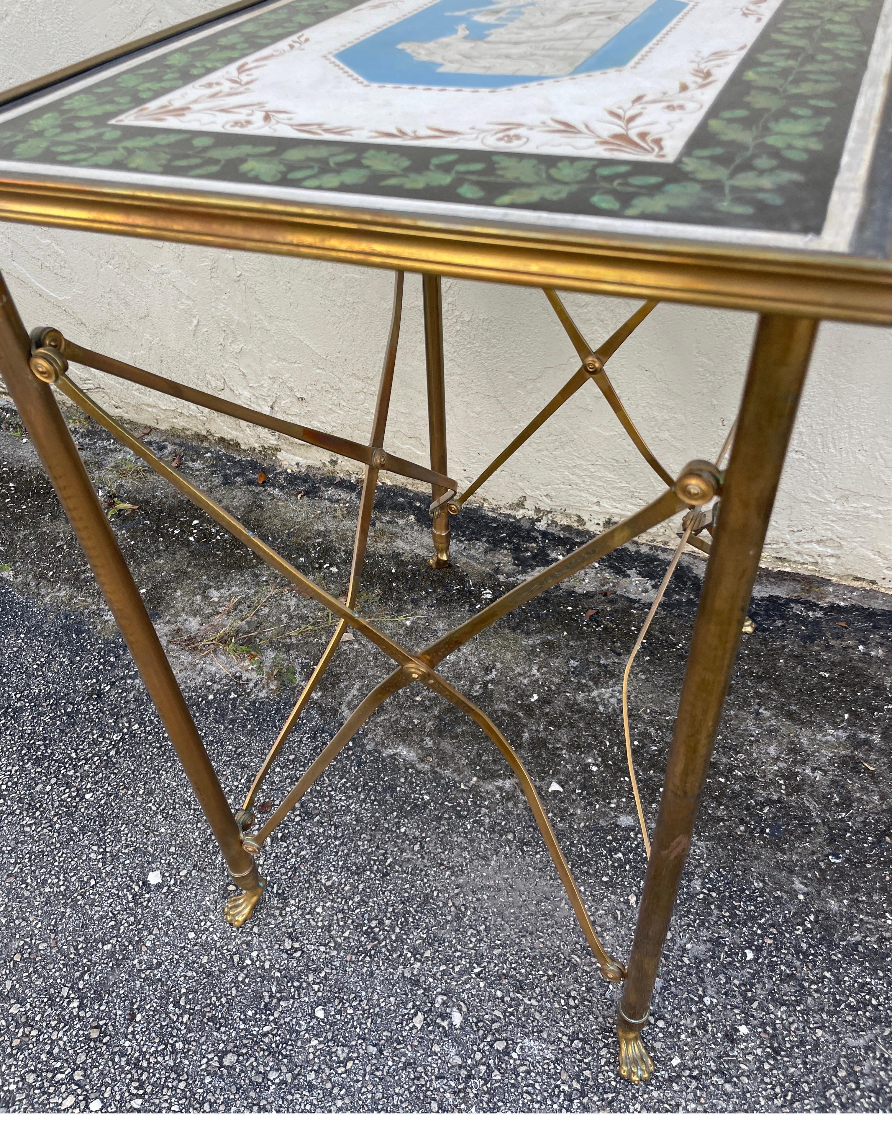 Brass Vintage Rare French Neoclassical Campaign Table by Maison Jansen For Sale