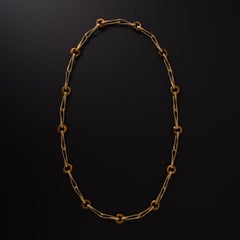 Vintage Rare Georges Lenfant 18 Karat Woven Gold and Tiger's Eye Long Chain