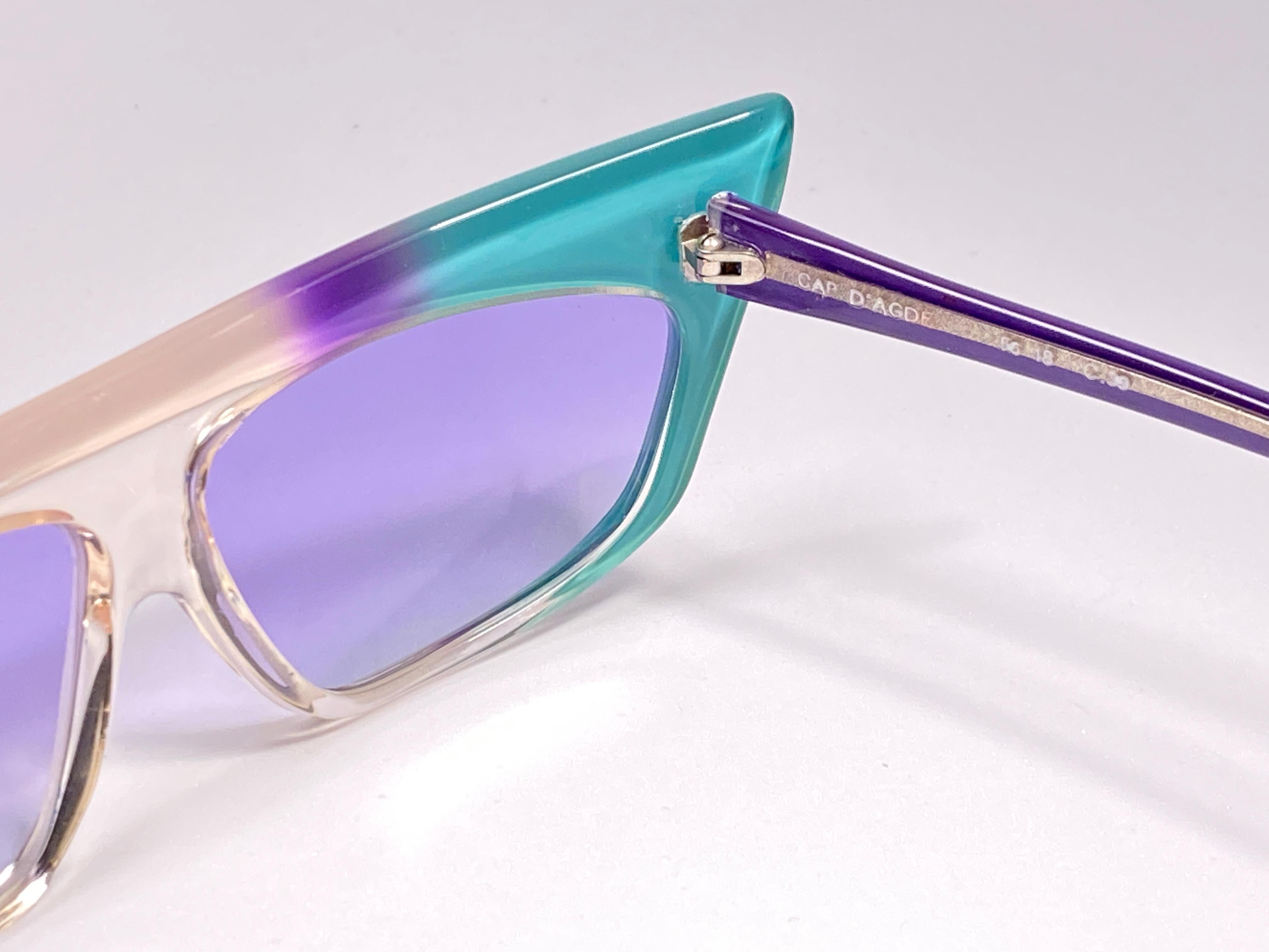 Purple Vintage Rare Gerard Levet Futuristic Design France Sunglasses 1988 For Sale
