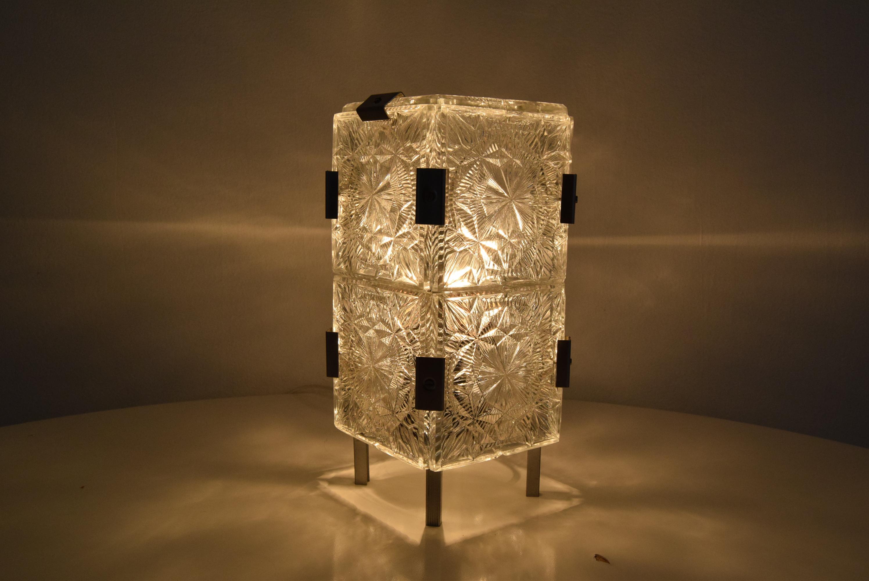 Vintage rare Glass  Table Lamp by Josef Hejtman for Kamenicky Senov, 1960's.  For Sale 6