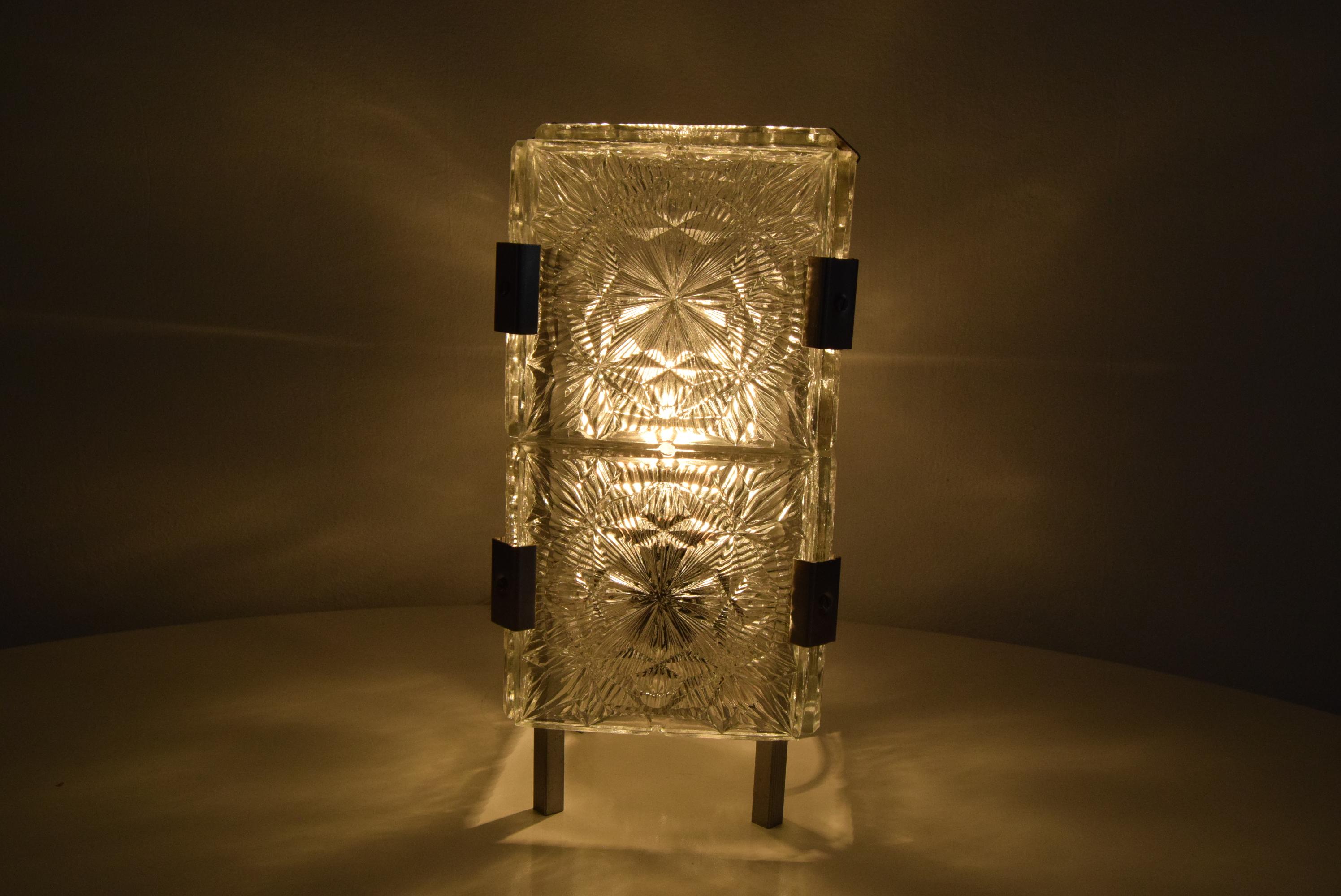 Vintage rare Glass  Table Lamp by Josef Hejtman for Kamenicky Senov, 1960's.  For Sale 8