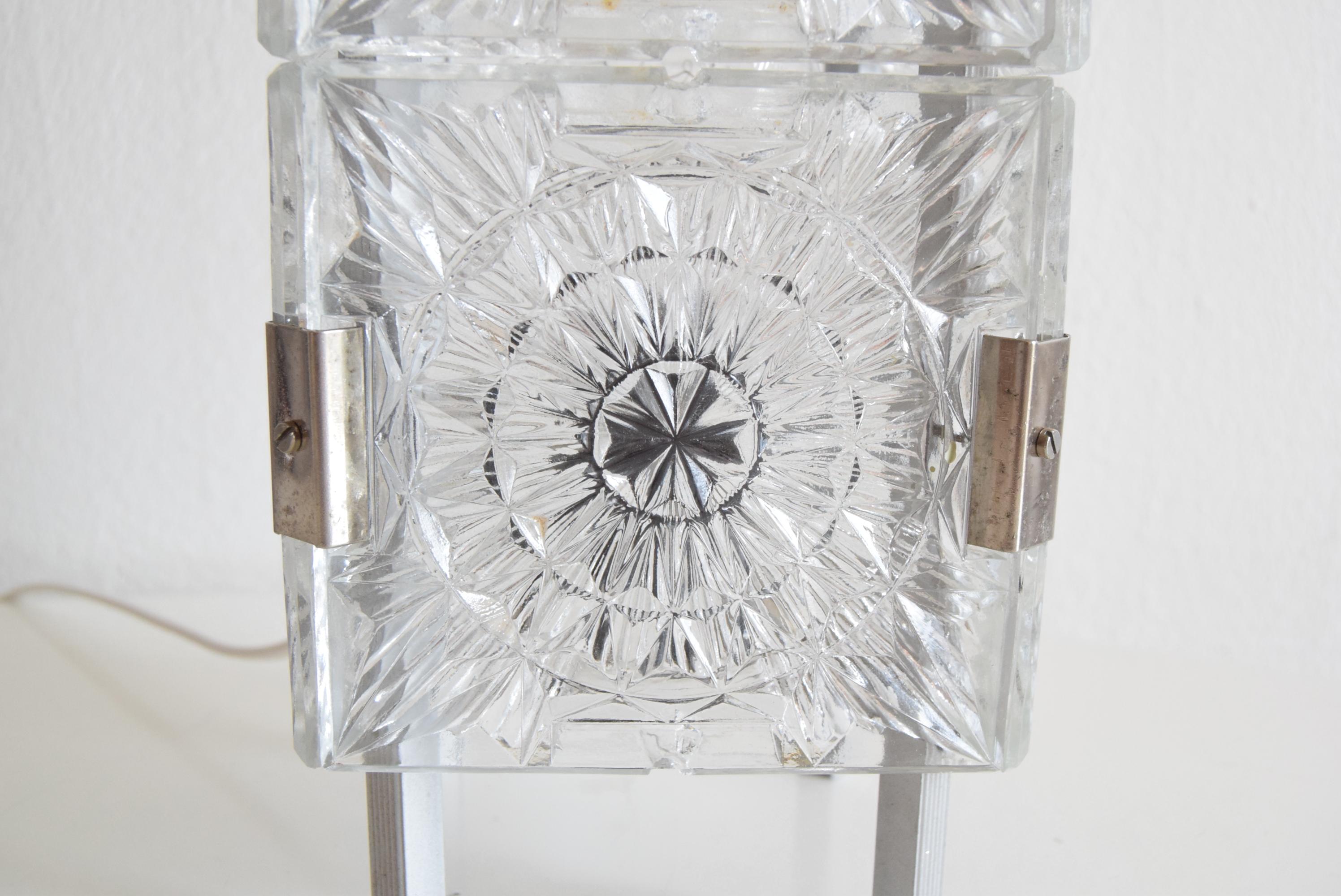 Vintage selten Glas  Tischlampe von Josef Hejtman für Kamenicky Senov, 1960er Jahre. (Metall) im Angebot