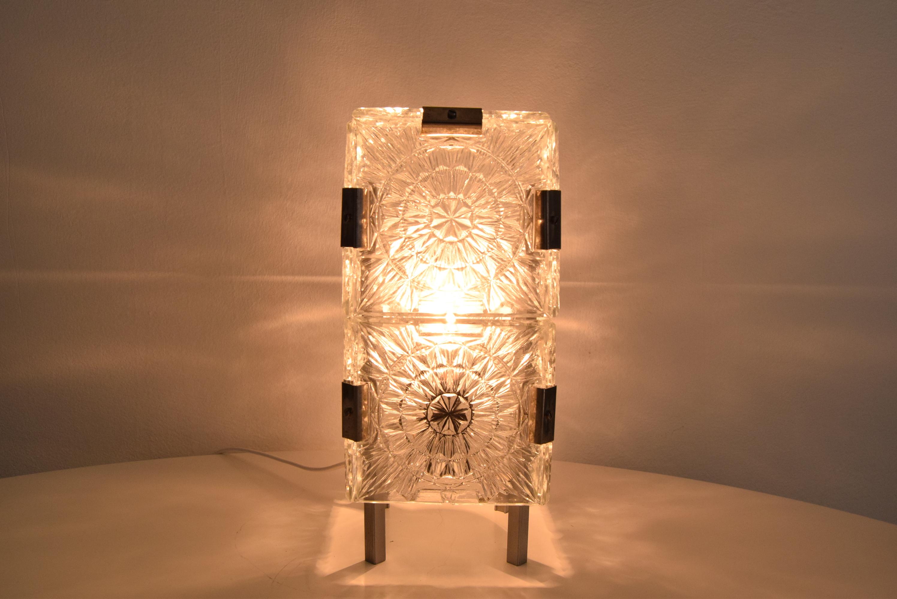 Vintage rare Glass  Table Lamp by Josef Hejtman for Kamenicky Senov, 1960's. For Sale 1