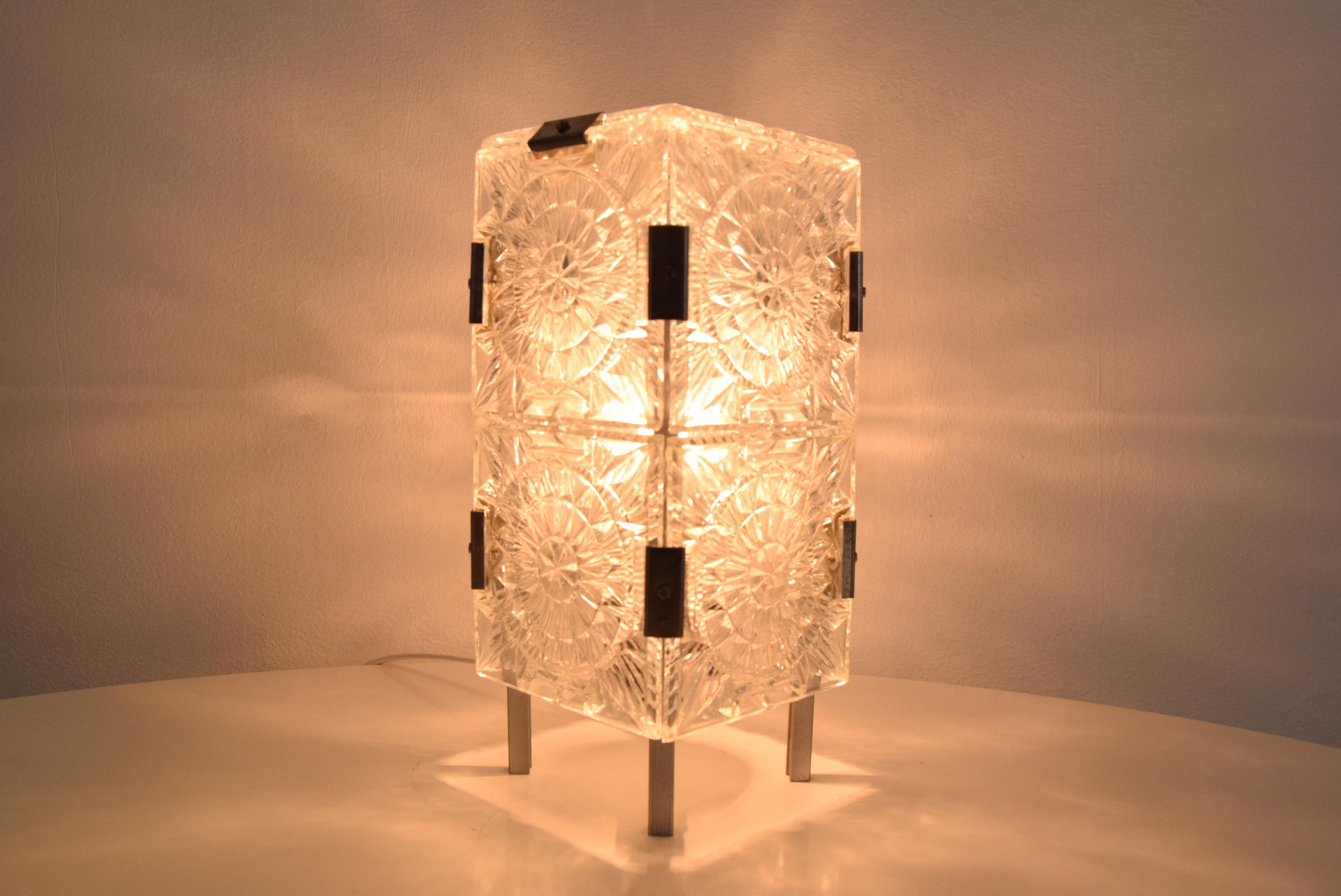 Vintage rare Glass  Table Lamp by Josef Hejtman for Kamenicky Senov, 1960's. For Sale 2