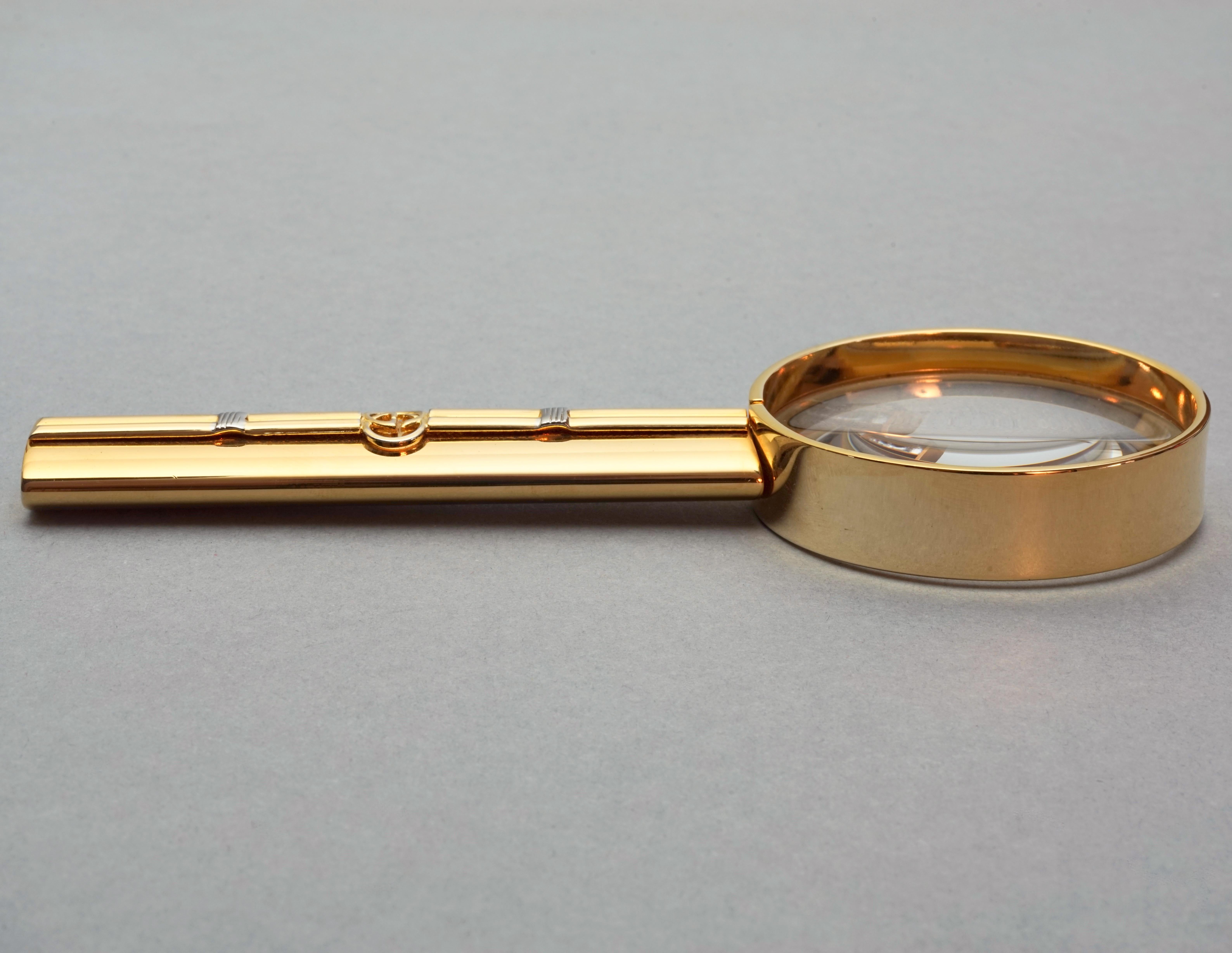 Black Vintage RARE GUCCI Gold Plated Magnifying Glass 