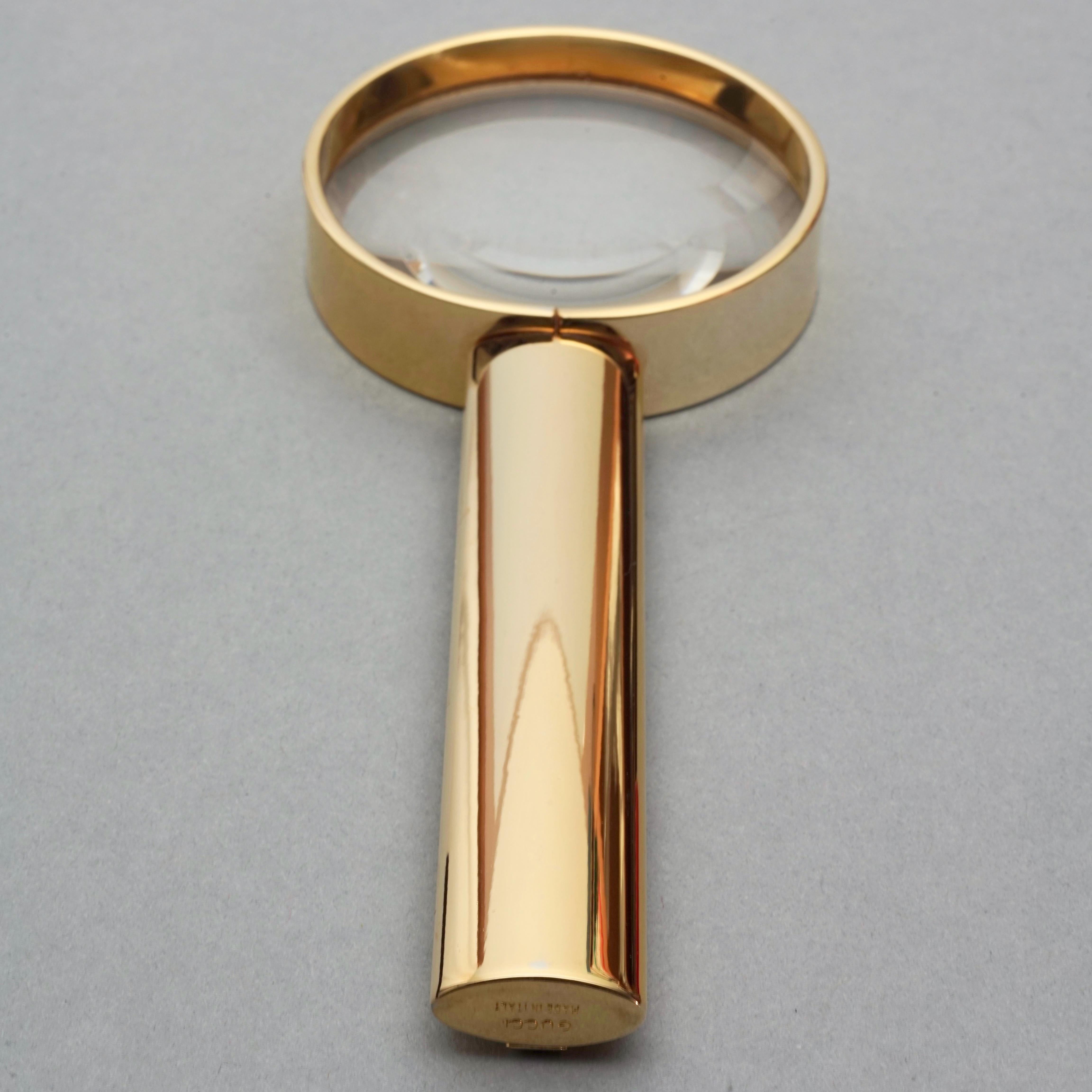Women's or Men's Vintage RARE GUCCI Gold Plated Magnifying Glass 