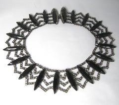 Vintage Rare Hattie Carnegie Black & Rhinestone Collar Necklace