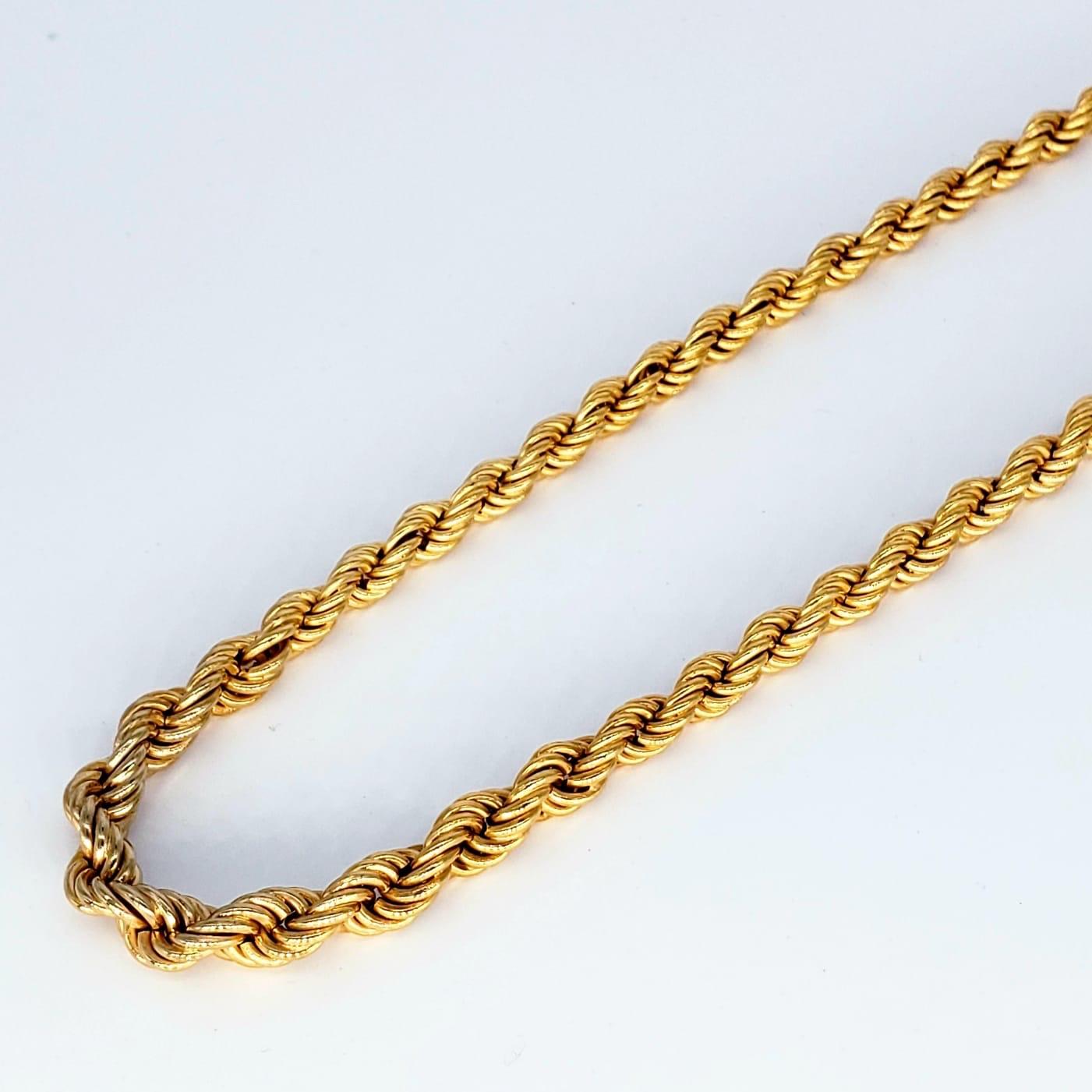 14 karat gold rope chain necklace