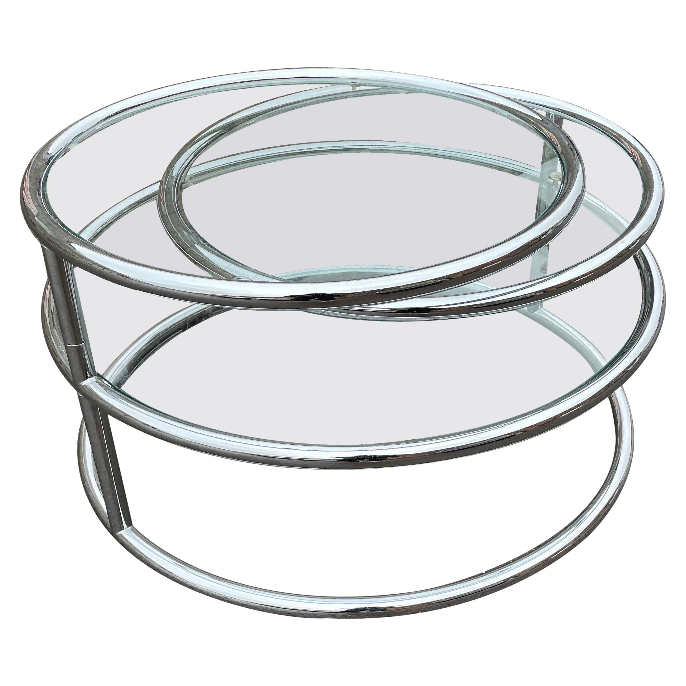 Vintage Rare Italian Chrome Swivel Coffee Table from the 1970s