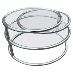 Vintage Rare Italian Chrome Swivel Coffee Table from the 1970s