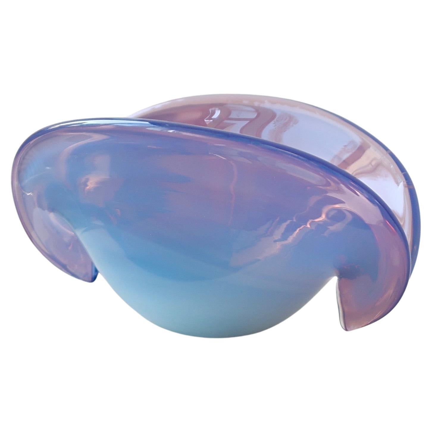 Vintage Rare Italian Murano 1970s Shell Clam Bowl Purple Opal Glass For Sale
