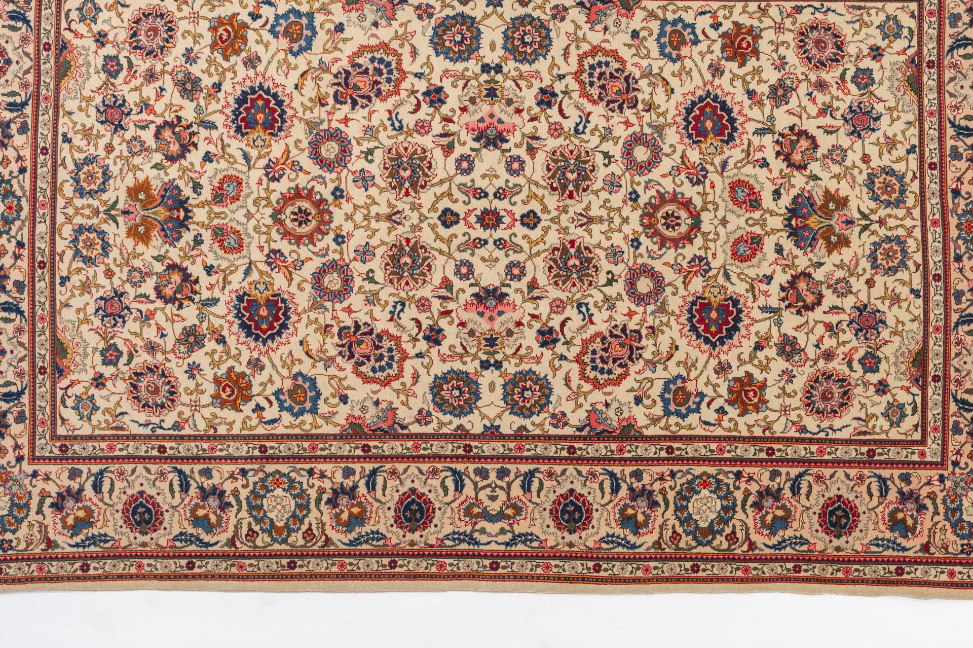 Hand-Knotted Vintage Rare Ivory Oriental Carpet For Sale