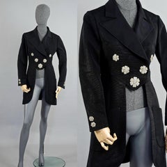 Vintage RARE KARL LAGERFELD Flower Jewelled Dress Coat Tailcoat Jacket