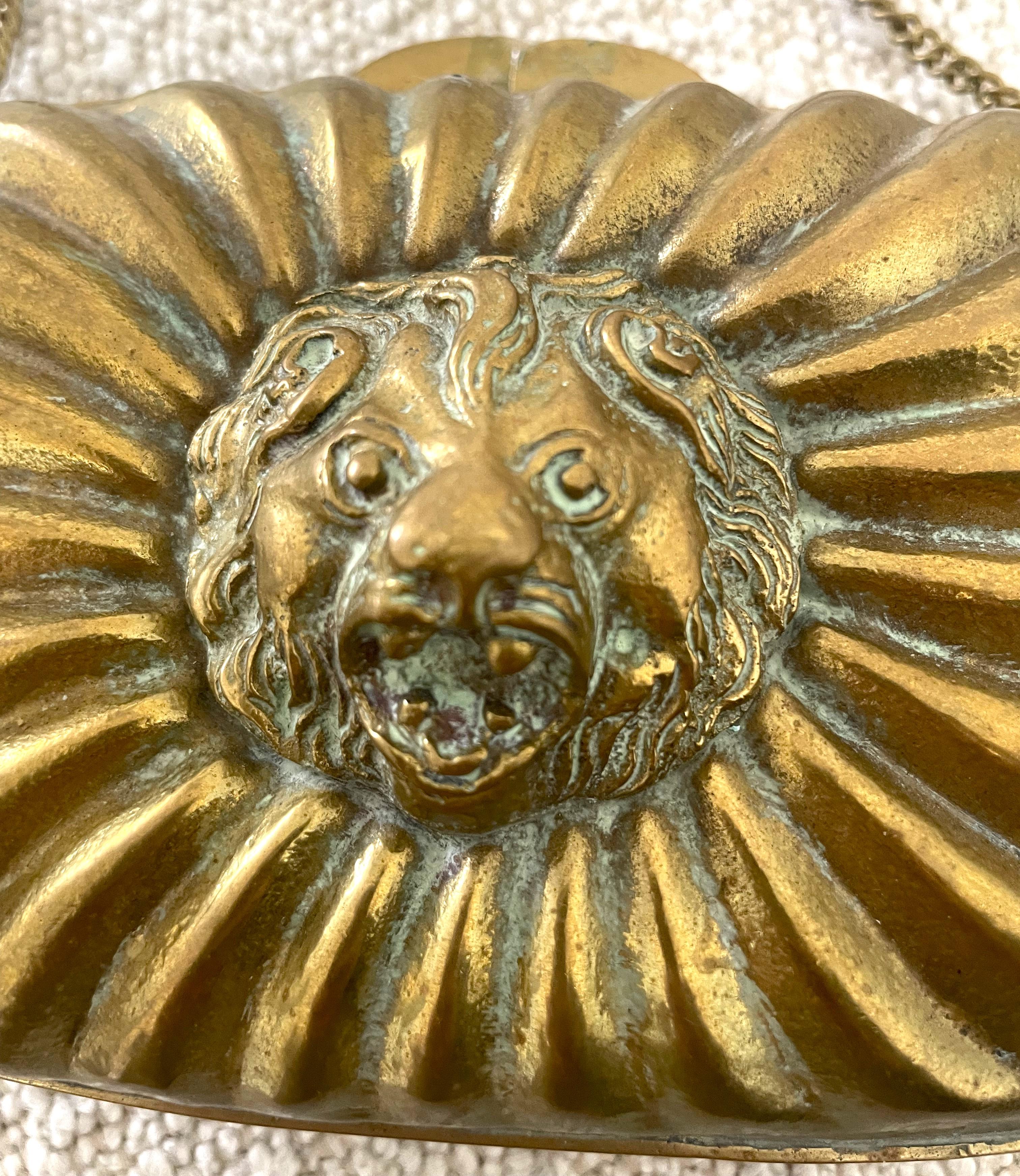 Brown Vintage Rare Lion Head Purse Womans Evening Bag