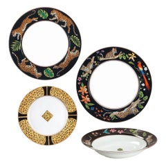 Vintage Rare Lynn Chase Animalia Jaguar Dinnerware Service for 12 - Set of 36