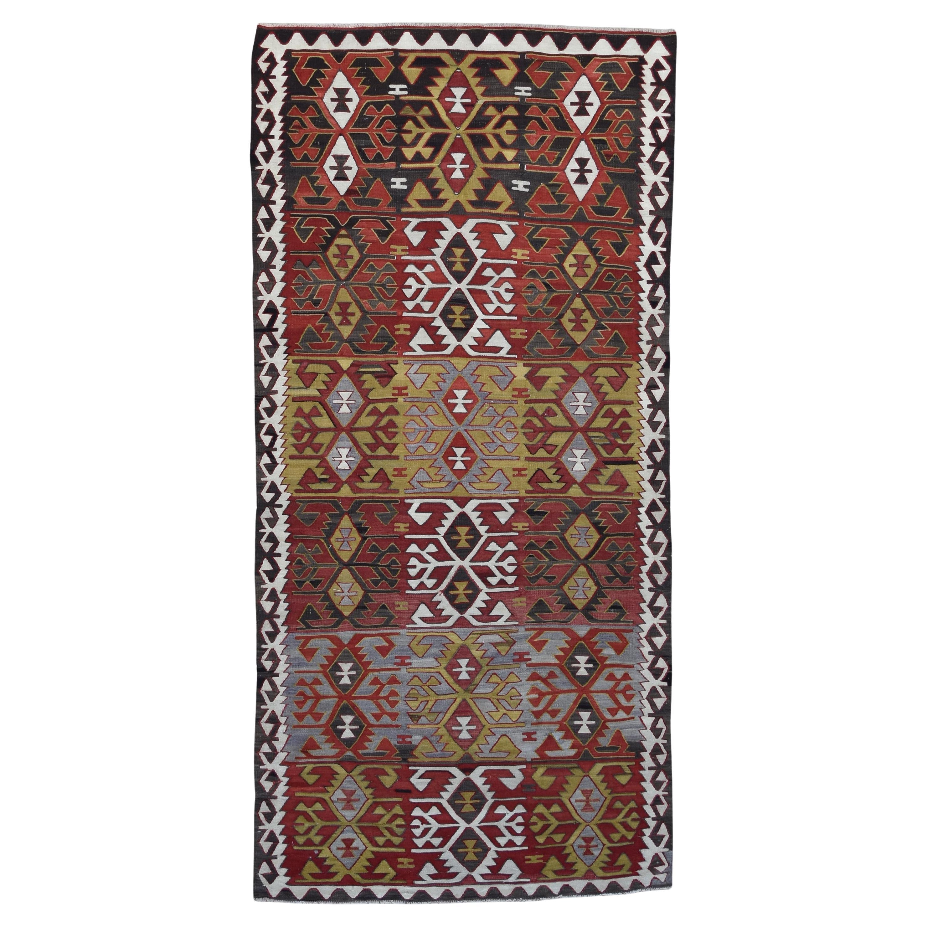 Vintage Rare Malatya Wool Kilim 4'10''x10'3''